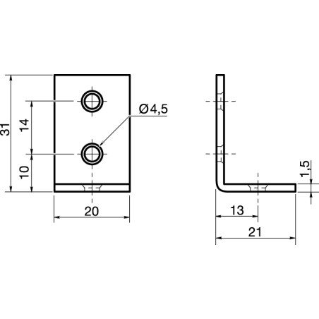 1 x Equerre de fixation 31X20X21 Acier zingué