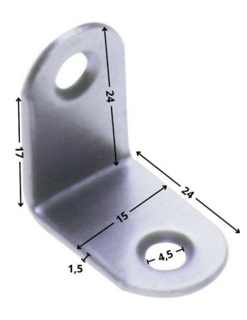 Equerre 24X24X15 2 Trous Diamètre 4.5 Acier zingué