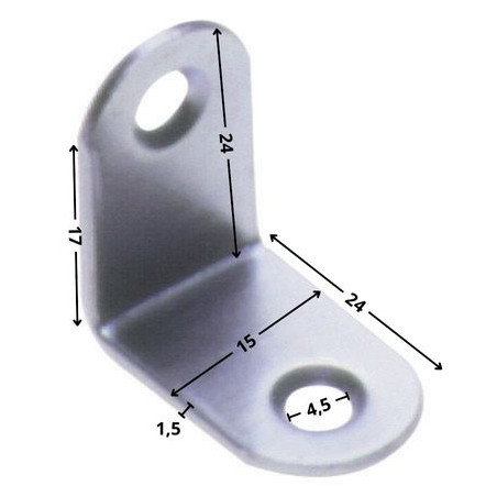 1 x Equerre 24X24X15 2 Trous Diamètre 4.5 Acier zingué