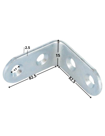 Equerre 82.5X82.5X15 4 Trous Diamètre 4.5 Acier zingué