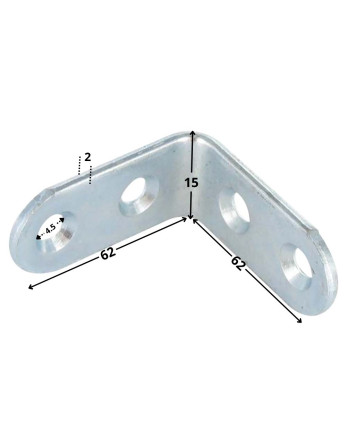 Equerre 62X62X15 4 Trous Diamètre 4.5 Acier zingué