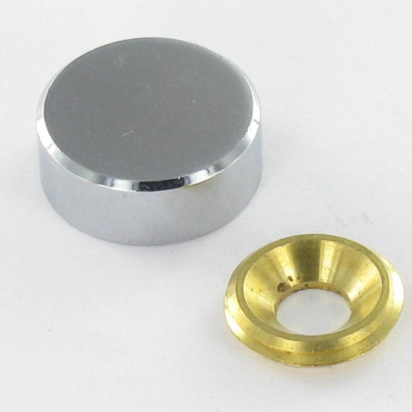 1 x Rosace cyndrique ou cache vis (1 rosace et 1 cuvette de vis) Laiton chrome Diamètre 15 Pour Vis M5