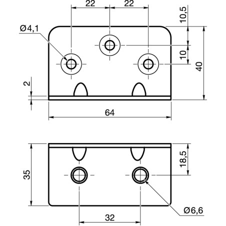 1 x Equerre de fixation renforcée emboutie 640X400X20 Acier zingué