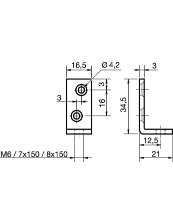 Equerre de fixation Trou Taraudé M8X150 Acier zingué