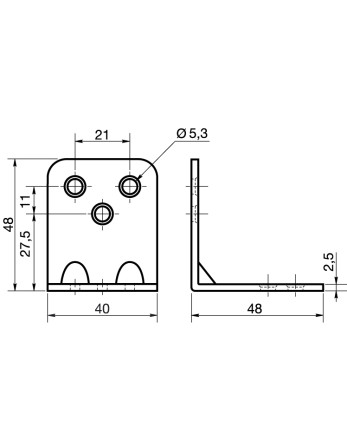 Equerre de fixation renforcée emboutie 480X480X25 Acier zingué