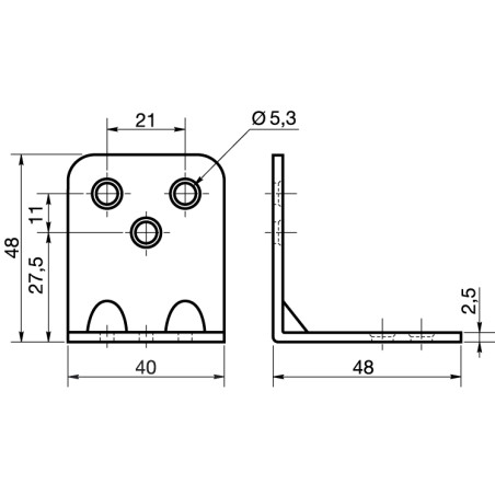 1 x Equerre de fixation renforcée emboutie 480X480X25 Acier zingué