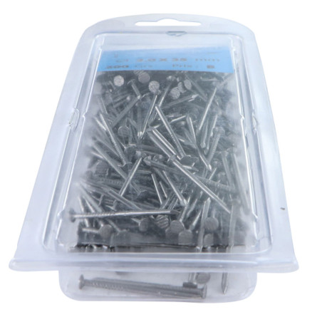 1 x Blister de 200GR Pointes Tête Plate Longueur 35 Acier brut