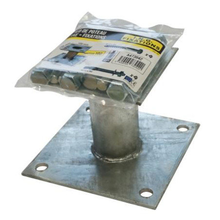 1 x Pied de poteau fixe Avec FIXATIONS 140X140 Forte tenue à la corrosion Acier galvanisé à chaud