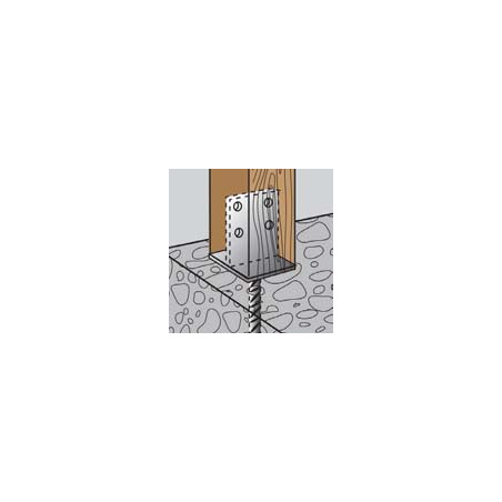 1 x Pied de poteau Forme Tête 70X110X8 Forte tenue à la corrosion Acier galvanisé à chaud