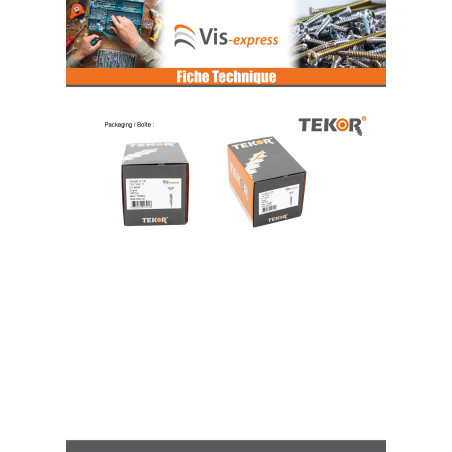 1 x Vis terrasse TEKOR Tête fraisée bombée TFB TORX T15 4X40 Pointe antifendage type 17 Inox A4