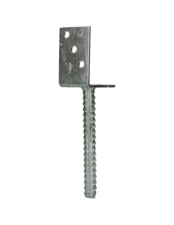 Pied de poteau Forme L 60X100X80 Acier zingué