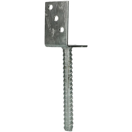 1 x Pied de poteau Forme L 60X100X80 Acier zingué