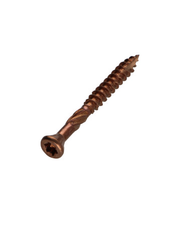 Vis terrasse TEKOR Tête fraisée bombée TFB TORX T25 5X50 Pointe antifendage type 17 Inox A4 Brun