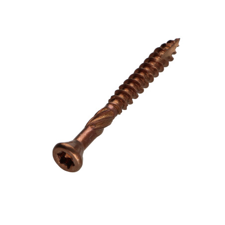 1 x Vis terrasse TEKOR Tête fraisée bombée TFB TORX T25 5X50 Pointe antifendage type 17 Inox A4 Brun
