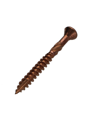 Vis terrasse TEKOR Tête fraisée bombée TFB TORX T25 5X50 Pointe antifendage type 17 Inox A4 Brun