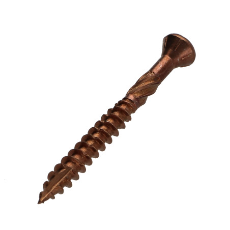 1 x Vis terrasse TEKOR Tête fraisée bombée TFB TORX T25 5X50 Pointe antifendage type 17 Inox A4 Brun