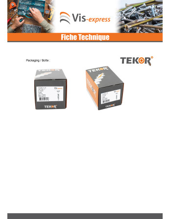 Vis terrasse TEKOR Tête fraisée bombée TFB TORX T25 5X50 Pointe antifendage type 17 Inox A4 Brun