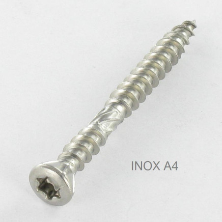 1 x Vis terrasse TEKOR Double filet Tête fraisée TORX T25 5X100 Pointe antifendage type 17 Inox A2