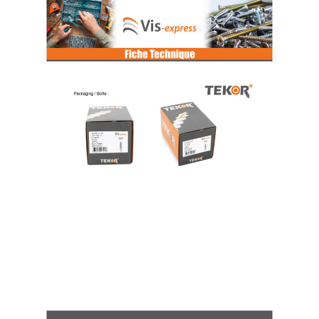 1 x Vis terrasse TEKOR Double filet Tête fraisée TORX T25 5X60 Pointe antifendage type 17 Inox A2