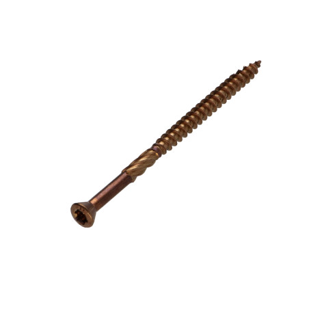 1 x Vis terrasse TEKOR Tête fraisée Cranté TORX T25 Pointe antifendage type 17 5X70 Inox A2 Brun