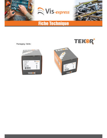 Vis terrasse TEKOR Tête fraisée Cranté TORX T25 Pointe antifendage type 17 5X70 Inox A2 Brun