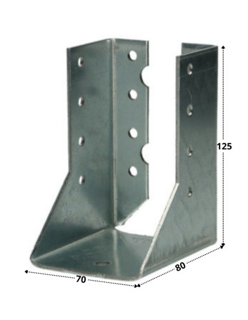 Sabot de charpente Forme U à Ailettes Intérieur Sendzimir 70X125