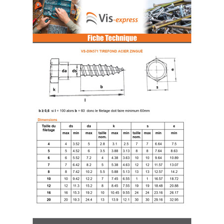 1 x Tirefonds Inox A4 10X160
