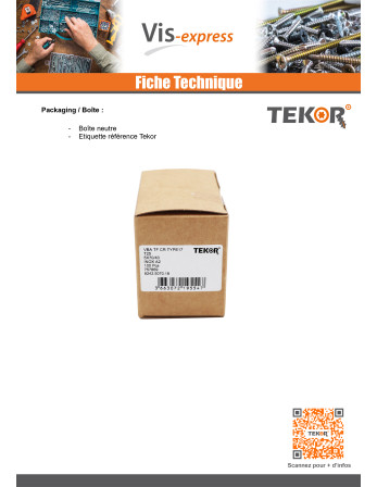 Vendues en rouleau de 167 Vis bois TEKOR Tête fraisée Cranté 4X35 Filetée sur 22 TORX T20 Inox A2