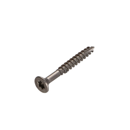 1 x Vis bois TEKOR Inox A2 Tête fraisée Cranté TORX T10 3.5X30 Filetée sur 18 Pointe antifendage type 17
