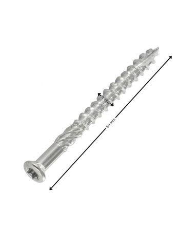 Vis DECK TEKOR Tête fraisée bombée TFB TORX T25 5X50 Pointe antifendage type 17 Inox Inox C1 AISI 410