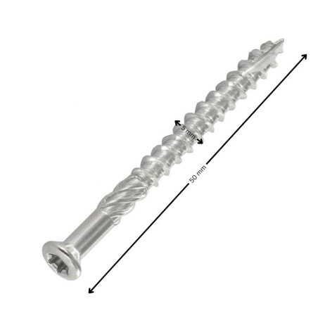 1 x Vis DECK TEKOR Tête fraisée bombée TFB TORX T25 5X50 Pointe antifendage type 17 Inox Inox C1 AISI 410