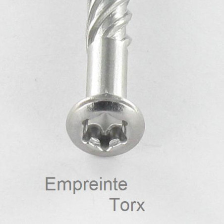 1 x Vis DECK TEKOR Tête fraisée bombée TFB TORX T25 5X70 Pointe antifendage type 17 Inox Inox C1 AISI 410