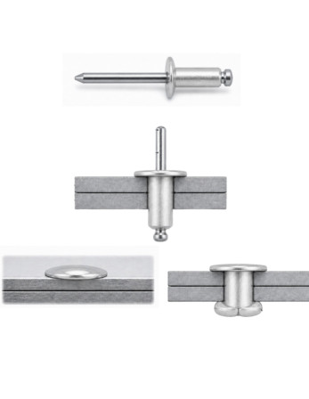 Rivet aveugle Aluminium Tige acier 3.2X8 Tête Large
