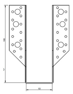 Sabot de charpente Forme U à Ailettes Extérieur 63X188... 2