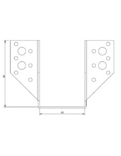 Sabot de charpente Forme U à Ailettes Extérieur 63X98... 2