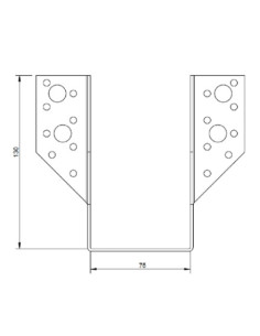 Sabot de charpente Forme U à Ailettes Extérieur 75X130... 2