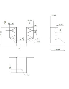 Sabot de charpente Forme U à Ailettes Extérieur 50X100... 2