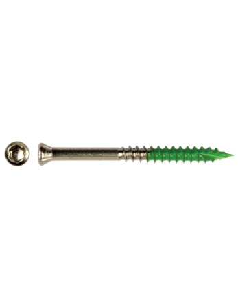 Vis terrasse Tête fraisée TORX T25 5,5X60 Filetée sur 32 Inox A4 antifriction Vert