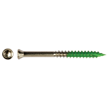 1 x Vis terrasse Tête fraisée TORX T25 5,5X60 Filetée sur 32 Inox A4 antifriction Vert