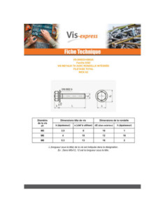 Vis métaux Tête hexagonale TH Filetage total Avec RD IMP... 2