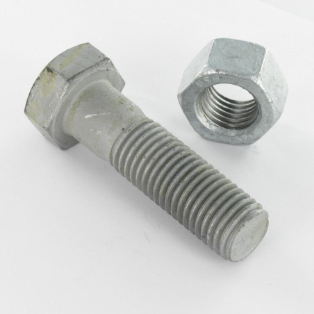 10 x Boulon (vendu avec Ecrou) Tête hexagonale TH M24X140 Classe 8.8 SB Forte tenue à la corrosion Acier galvanisé à