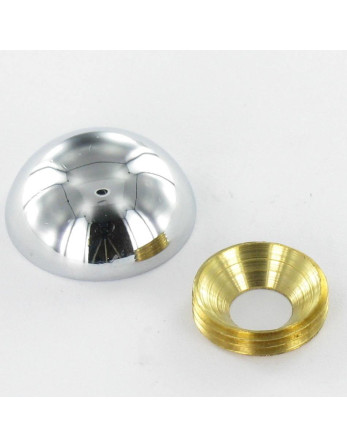 Rosace ronde ou cache vis (1 rosace et 1 cuvette de vis) Laiton chrome Diamètre 15 Pour Vis M5