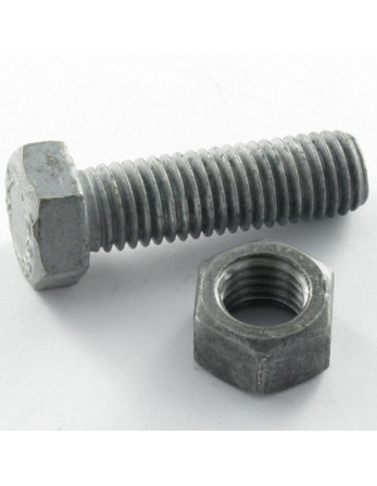 Boulon (vendu avec Ecrou) Tête hexagonale TH M16X35 Classe 8.8 SB Forte tenue à la corrosion Acier galvanisé à
