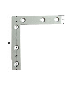 Equerre Plate renfort Bout Carré 70X70X12 Acier zingué 2