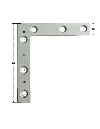 Equerre Plate renfort Bout Carré 70X70X12 Acier zingué