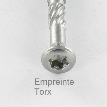 1 x Vis DECK TEKOR Tête fraisée bombée TFB TORX T25 5X60 Pointe antifendage type 17 Inox C2