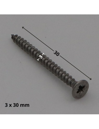 VBA Vis bois agglo Inox A2 Tête fraisée Pozi 3X30 microvis