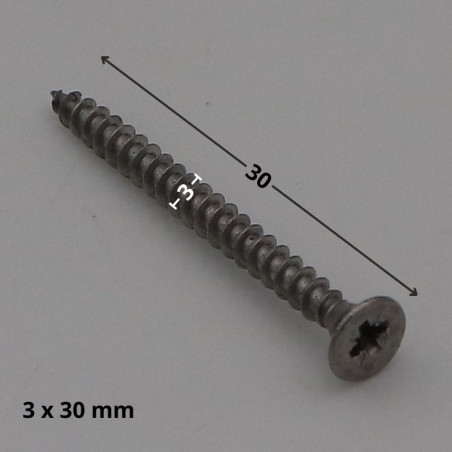 1 x VBA Vis bois agglo Inox A2 Tête fraisée Pozi 3X30 microvis