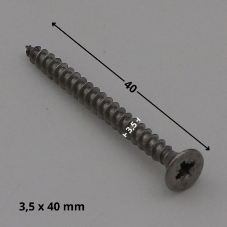 1 x VBA Vis bois agglo Inox A2 Tête fraisée Pozi 3.5X40