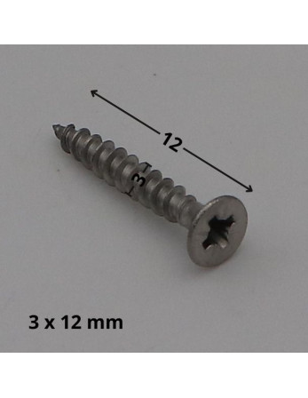 VBA Vis bois agglo Inox A2 Tête fraisée Pozi 3X12 microvis